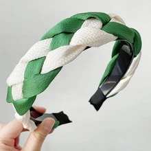 Phụ nữ hai tông màu thiết kế bện băng đô thời trang để trang trí tóc - màu xanh lá - Xem 1