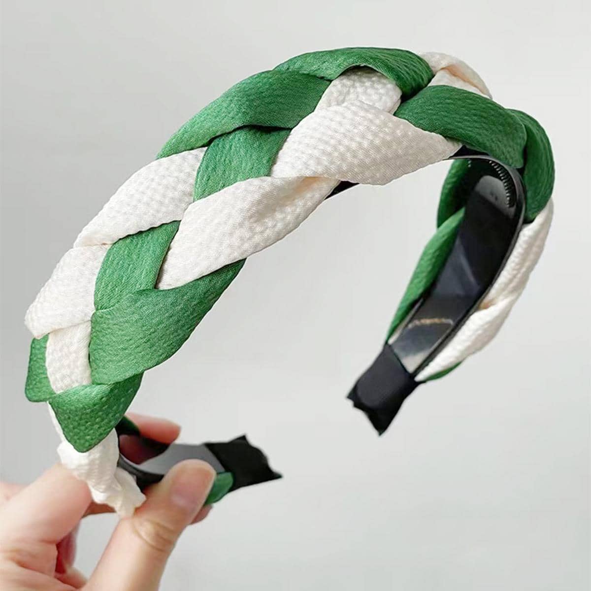 Phụ nữ hai tông màu thiết kế bện băng đô thời trang để trang trí tóc - màu xanh lá - Xem 1