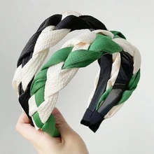 Phụ nữ hai tông màu thiết kế bện băng đô thời trang để trang trí tóc - màu xanh lá - Xem 3