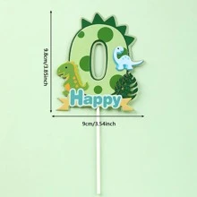 1 件纸质蛋糕顶部装饰，卡通恐龙设计蛋糕装饰，适合派对、圣诞节 - 綠色 - 查看 2