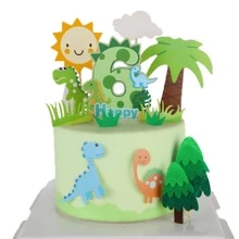 1 件纸质蛋糕顶部装饰，卡通恐龙设计蛋糕装饰，适合派对、圣诞节 - 綠色 - 查看 4