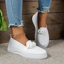 女士鏈條裝飾一腳蹬運動戶外運動鞋