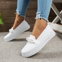 女士鏈條裝飾一腳蹬運動戶外運動鞋