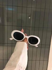 1pc White Coated Oval-Shaped Fashionable Women's Eyeglasses Goggles For A Vintage Party Look Beach Accessories For Women Glasses Shades Basics Fall Winter Women Outfits Clothes Business Casual Gifts For Summer Beach Vacation,Outdoor,Travel