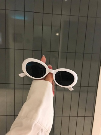 1pc White Coated Oval-Shaped Fashionable Women's Eyeglasses Goggles For A Vintage Party Look Beach Accessories For Women Glasses Shades Basics Fall Winter Women Outfits Clothes Business Casual Gifts For Summer Beach Vacation,Outdoor,Travel