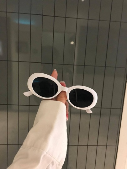 1pc White Coated Oval-Shaped Fashionable Women's Eyeglasses Goggles For A Vintage Party Look Beach Accessories For Women Glasses Shades Basics Fall Winter Women Outfits Clothes Business Casual Gifts For Summer Beach Vacation,Outdoor,Travel