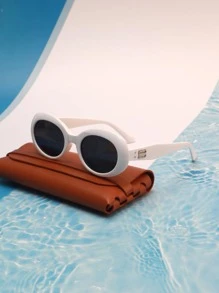 1pc White Coated Oval-Shaped Fashionable Women's Eyeglasses Goggles For A Vintage Party Look Beach Accessories For Women Glasses Shades Basics Fall Winter Women Outfits Clothes Business Casual Gifts For Summer Beach Vacation,Outdoor,Travel