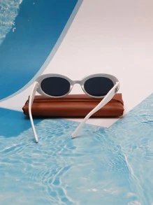 1pc White Coated Oval-Shaped Fashionable Women's Eyeglasses Goggles For A Vintage Party Look Beach Accessories For Women Glasses Shades Basics Fall Winter Women Outfits Clothes Business Casual Gifts For Summer Beach Vacation,Outdoor,Travel