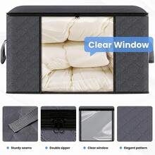 1 pieza Bolsa de almacenamiento de ropa geométrico guateado - Gris - Ver 2