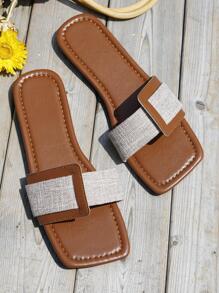 Nuevas sandalias casuales de playa para mujer con suela antideslizante, puntera abierta, estilo romano simple y bajo para vacaciones - Marrón - Ver 2