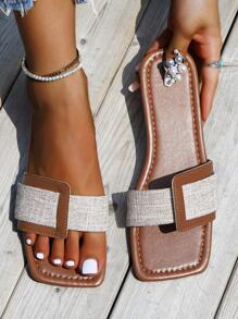 Nuevas sandalias casuales de playa para mujer con suela antideslizante, puntera abierta, estilo romano simple y bajo para vacaciones - Marrón - Ver 5