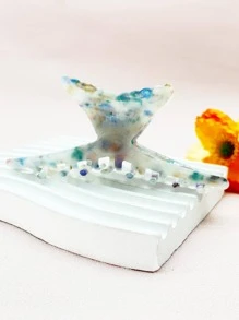 1入組女士醋酸米白色魚尾爪夾髮飾 - 彩色 - 查看 3