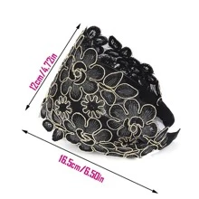 1入組女士花卉刺繡時尚髮箍適用於頭髮裝飾用品 - 紫色 - 查看 2