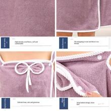 1pc Bow Decor Absorb Water Bathrobe - Pink - View 2