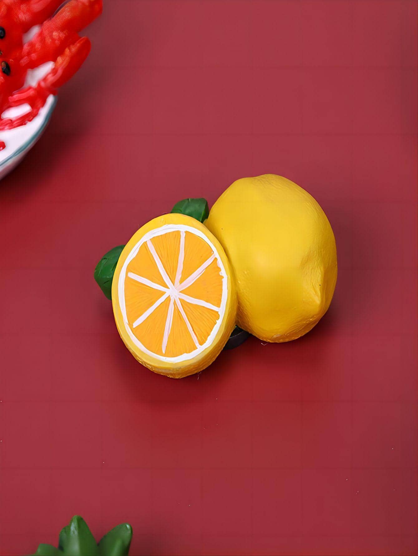 1pc Lemon Shaped Fridge Magnet - Yellow - View 1