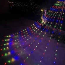 1pc, 198 LED Star Waterfall Lights, Solar Outdoor Camping Light, 8 Modes Indoor Outdoor String Lights For Window Curtain Ornament, Yard, Christmas Tree, Party, Home, Holiday Lights Christmas Decor Christmas Gift Thanksgiving Christmas Tree Decor Ornaments Christmas Light Bedroom Decor Home Decor Party Decor Holiday Festival Room Decor, Outdoor Garden Lighting For Pathway, Yard, Patio