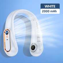 1入組塑料便攜式頸掛風扇，現代白色戶外免提無葉風扇