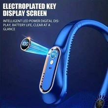 1入組塑料便攜式頸掛風扇，現代白色戶外免提無葉風扇