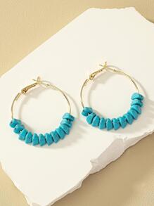 Hoa tai vòng trang trí màu ngọc lam - Màu xanh lam - Xem 1