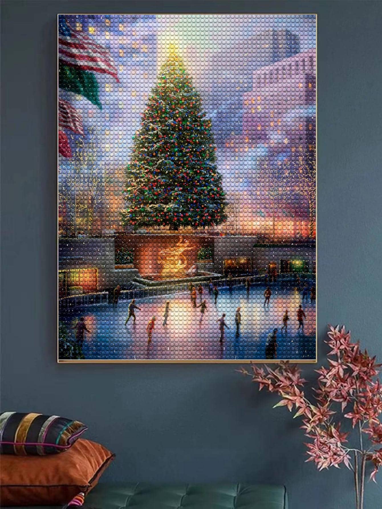 Tree Print DIY Diamond Unframed Painting - Multicolor - View 1
