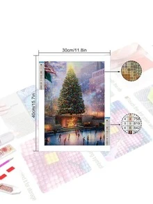 Tree Print DIY Diamond Unframed Painting - Multicolor - View 3