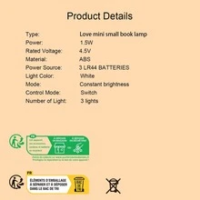 1 pieza mini ABS Libro moderno blanco Luz de lectura con abrazadera para casa - Blanco - Ver 6