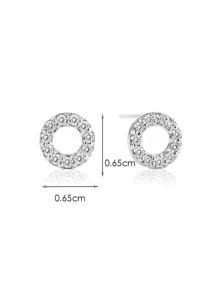 SYMFNY Bông tai hình tròn thiết kế hình tròn đính đá Cubic Zirconia quyến rũ cho nữ để trang trí hàng ngày - vòng tròn nhỏ - Xem 3
