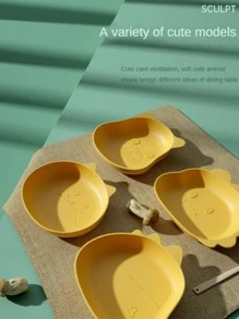 1pc Cartoon Animal Shaped Food Plate - Green - View 8