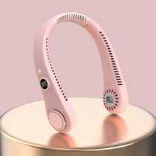 1pc Plastic Portable Neck Fan, Daily Pink USB Charging Hand-free Bladeless Fan For Daily Life - Pink - View 1