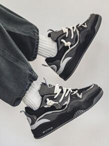 男士撞色結飾透氣繫帶運動戶外板鞋