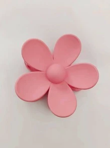 1只女性塑料啞光可愛花朵髮爪 - 粉色 - 查看 3