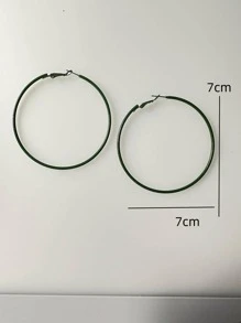 極簡圓耳環 - 綠色 - 查看 3