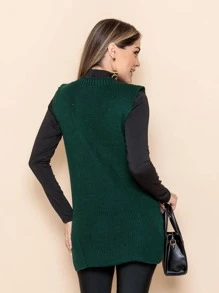 Women Sweater Vests - Dark Green - View 4
