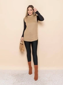 Women Sweater Vests - Màu Khaki - Xem 1