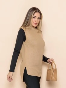 Women Sweater Vests - Màu Khaki - Xem 3