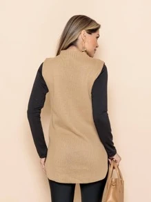 Women Sweater Vests - Màu Khaki - Xem 4