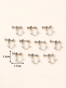 10 piezas/set tornillo DIY Pendientes Accesorio - Plata Mate - Ver 3