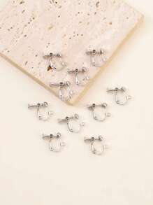 10 piezas/set tornillo DIY Pendientes Accesorio - Plata Mate - Ver 1