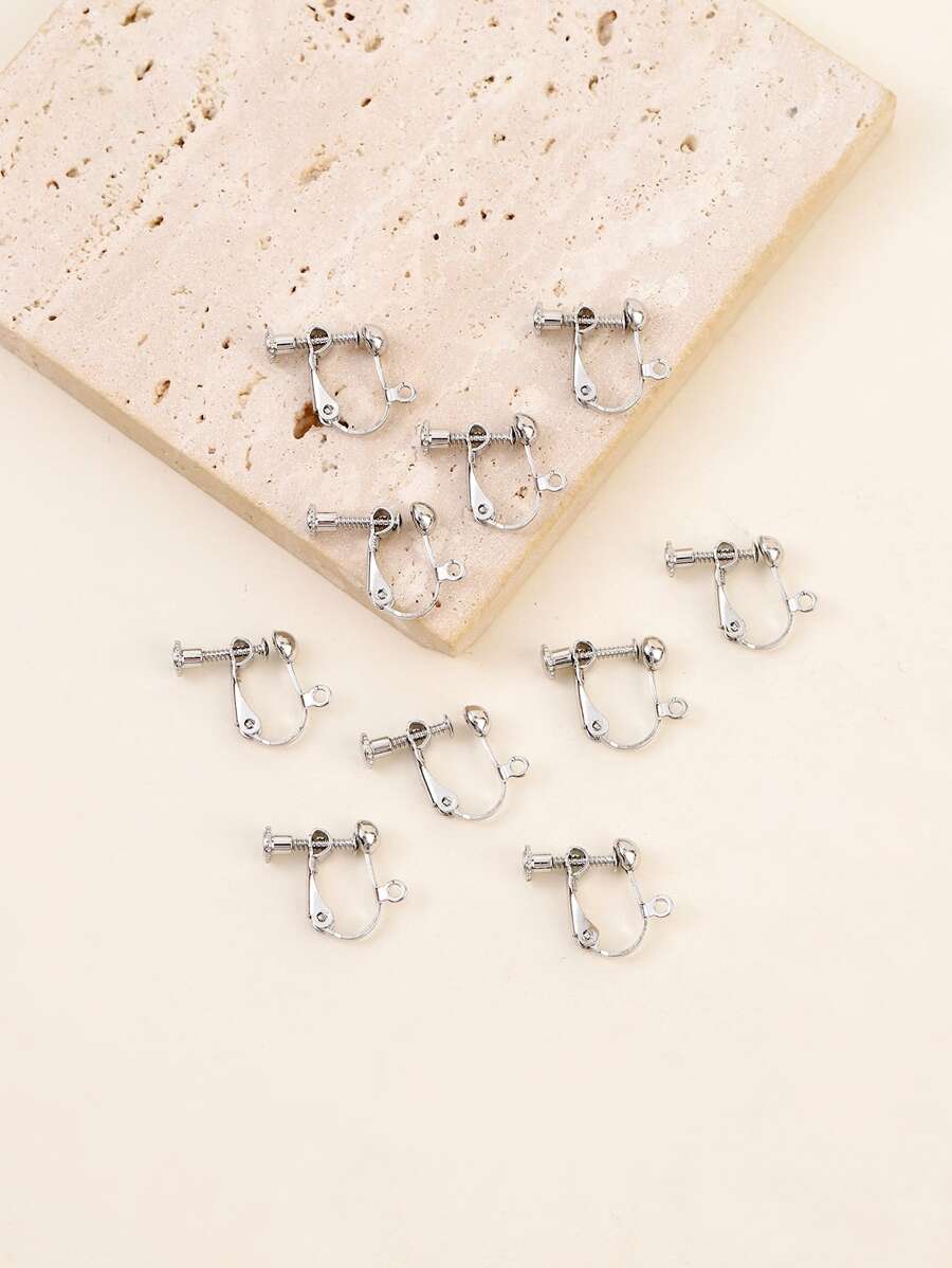 10 piezas/set tornillo DIY Pendientes Accesorio - Plata Mate - Ver 1