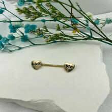 1入組字母細節愛心裝飾乳環 - 金黃色 - 查看 1