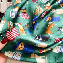 Cartoon Cat Pattern Scarf - Green - View 4