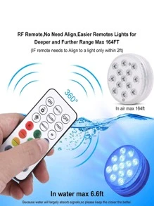 1 pieza PC 13 piezas LED magnético Ventosa sumergible luz impermeable remoto RGB submarino Luz para fiesta - transparente - Ver 2
