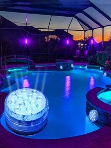 1 pieza PC 13 piezas LED magnético Ventosa sumergible luz impermeable remoto RGB submarino Luz para fiesta - transparente - Ver 10