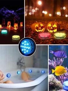 1 pieza PC 13 piezas LED magnético Ventosa sumergible luz impermeable remoto RGB submarino Luz para fiesta - transparente - Ver 11