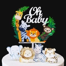 1pc Oh Baby Large Size Acrylic Cake Topper For Baby Shower - Multicolor - View 1