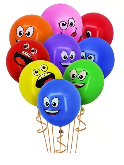 1 Pack Of 20pcs Assorted Color Cartoon Smiling Face Latex Balloons, Cute Balloons For Decoration, Men & Women, Birthday, Wedding, Suitable For Parties, Gifts