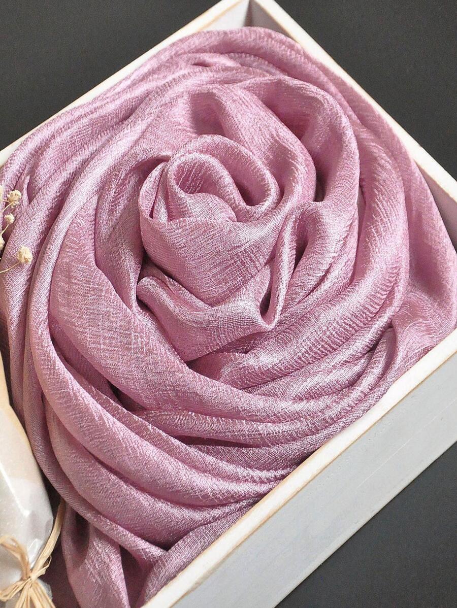 素色極簡圍巾 - 藕粉色 - 查看 1