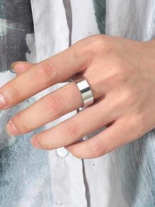 1 Nhẫn thép không gỉ đơn giản, Nhẫn có bề mặt nhẵn thời trang Unisex - Bạc - Xem 2