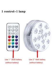 1 pieza PC 13 piezas LED magnético Ventosa sumergible luz impermeable remoto RGB submarino Luz para fiesta - transparente - Ver 4