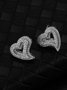 Vanel Cubic Zirconia Heart Stud Earrings - Silver - View 1